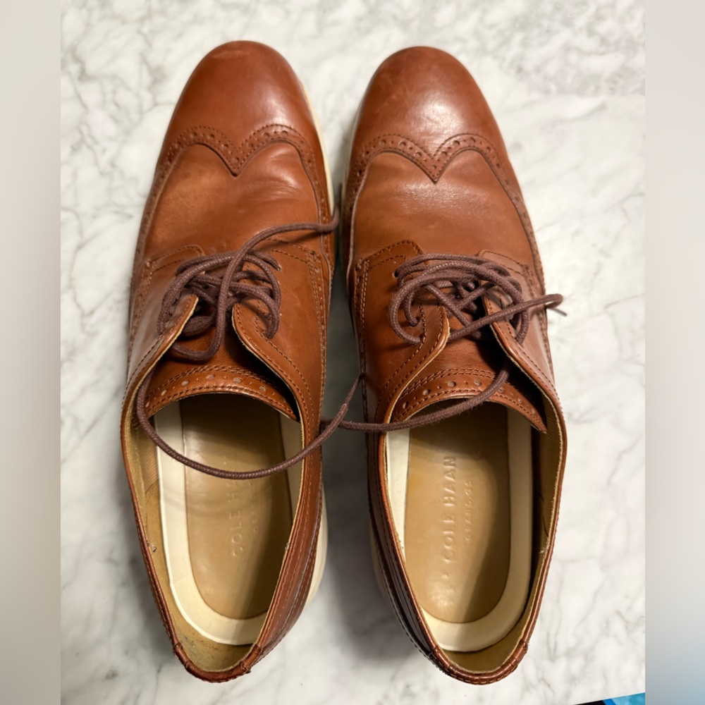 Cole Haan Men's Tan Leather Wingtip Derbys